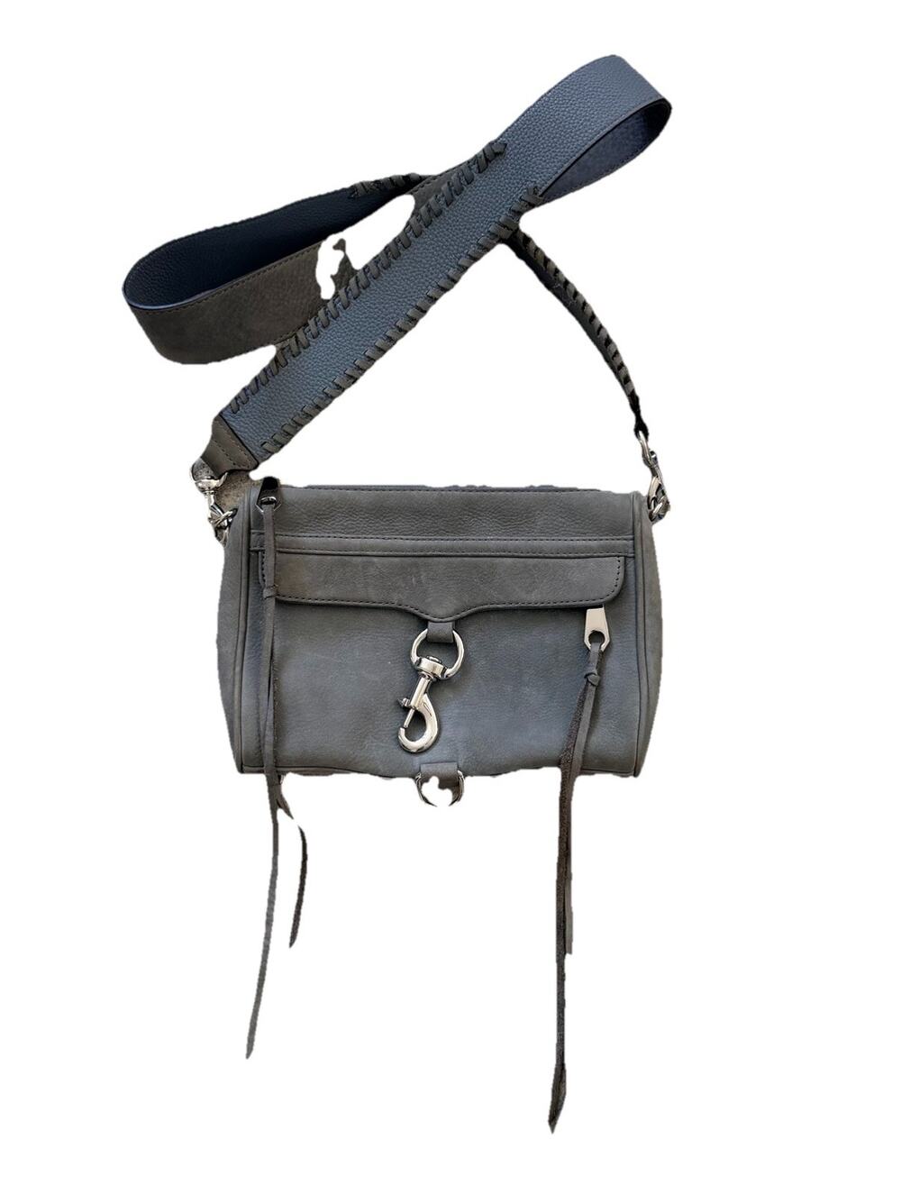 Rebecca Minkoff Blue Suede Pebbled M.A.C. Crossbody Studded Purse Bag
